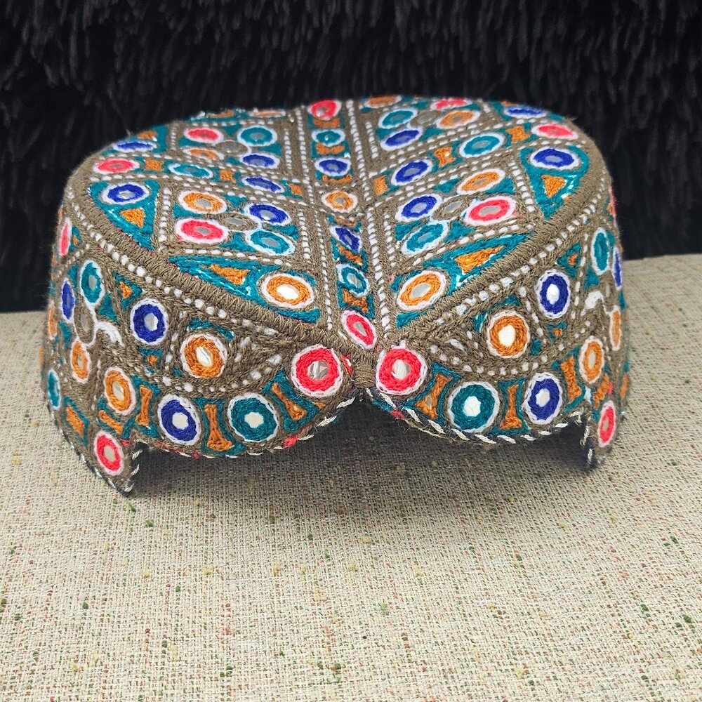 Men Traditional Sindhi Handmade Hat  Embroidery Cultural Sindhi Topi Cap